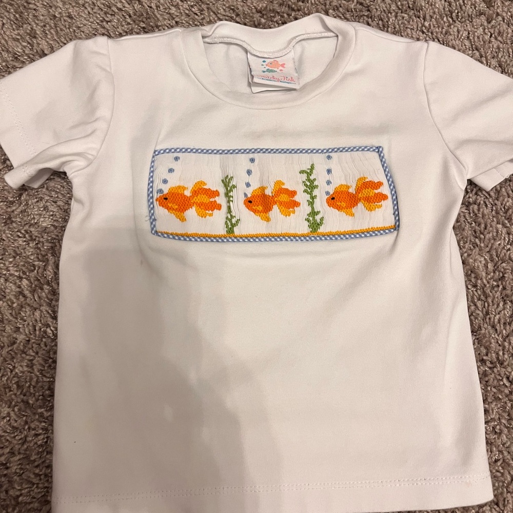 Kids White T-Shirt with Orange Fish Design